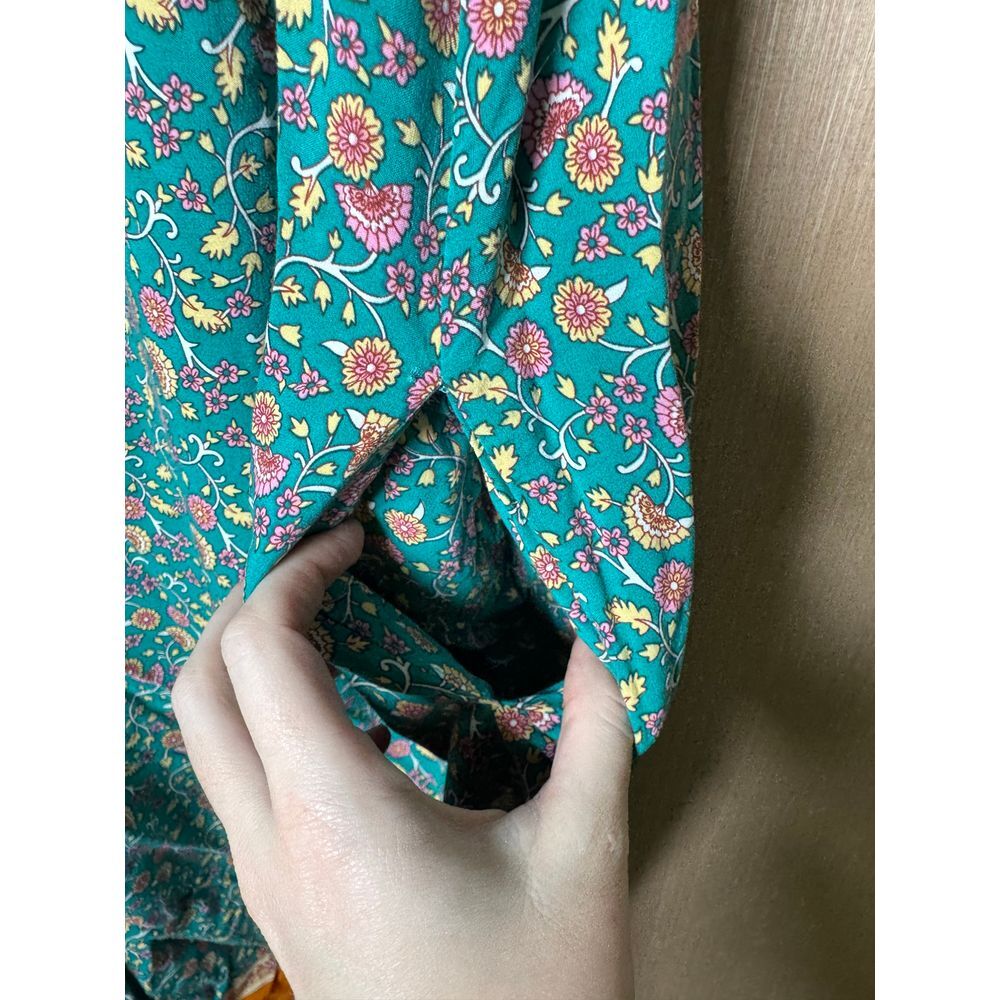 NATURAL LIFE Turquoise and Orange Floral Maxi Dress - Picture 3 of 5